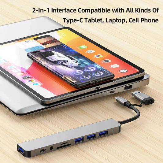 USB C Hub 3.0 Aluminium 7 in 1 Met Hoge Snelheid