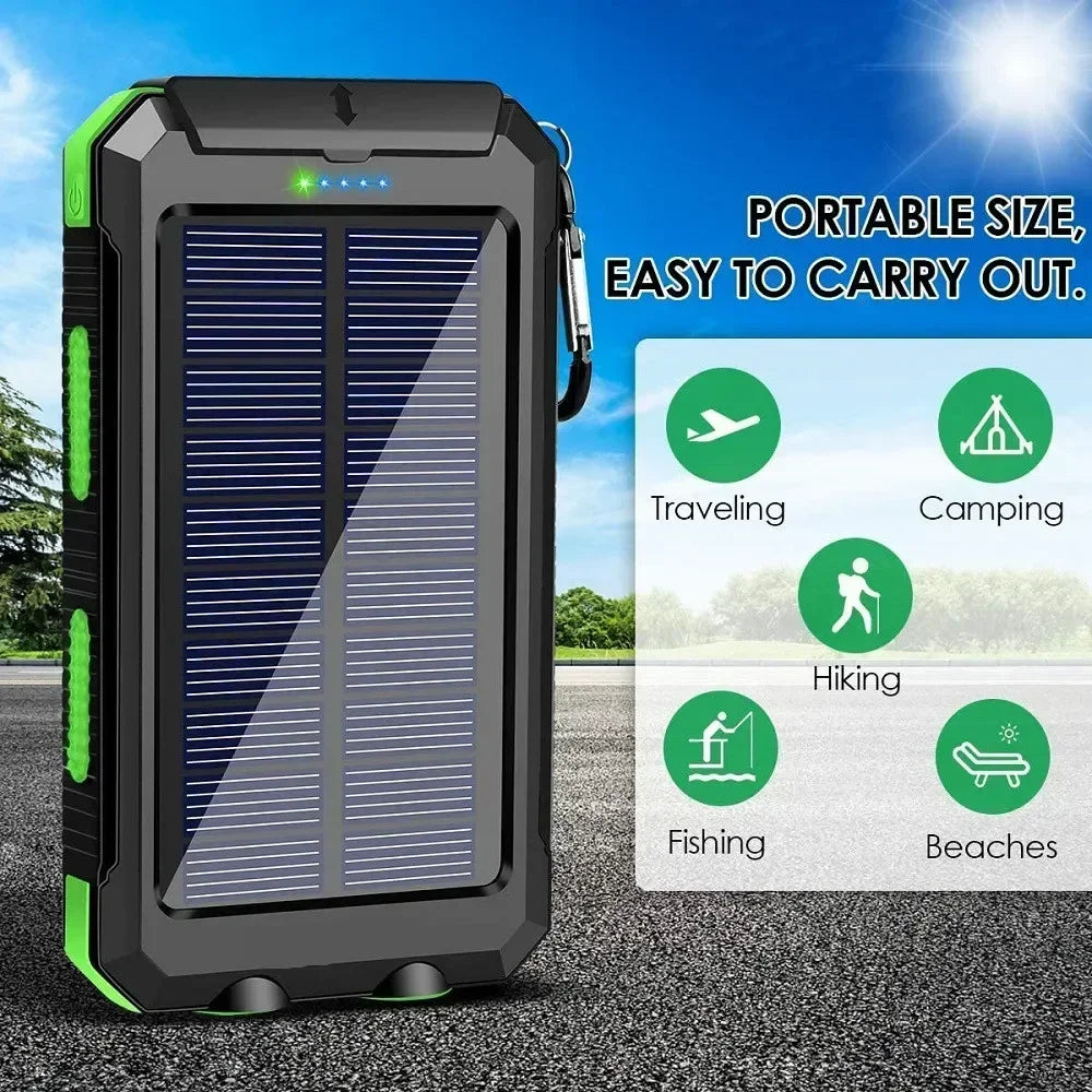 Zonne-energie Powerbank 30000mAh met Sterke LED Licht