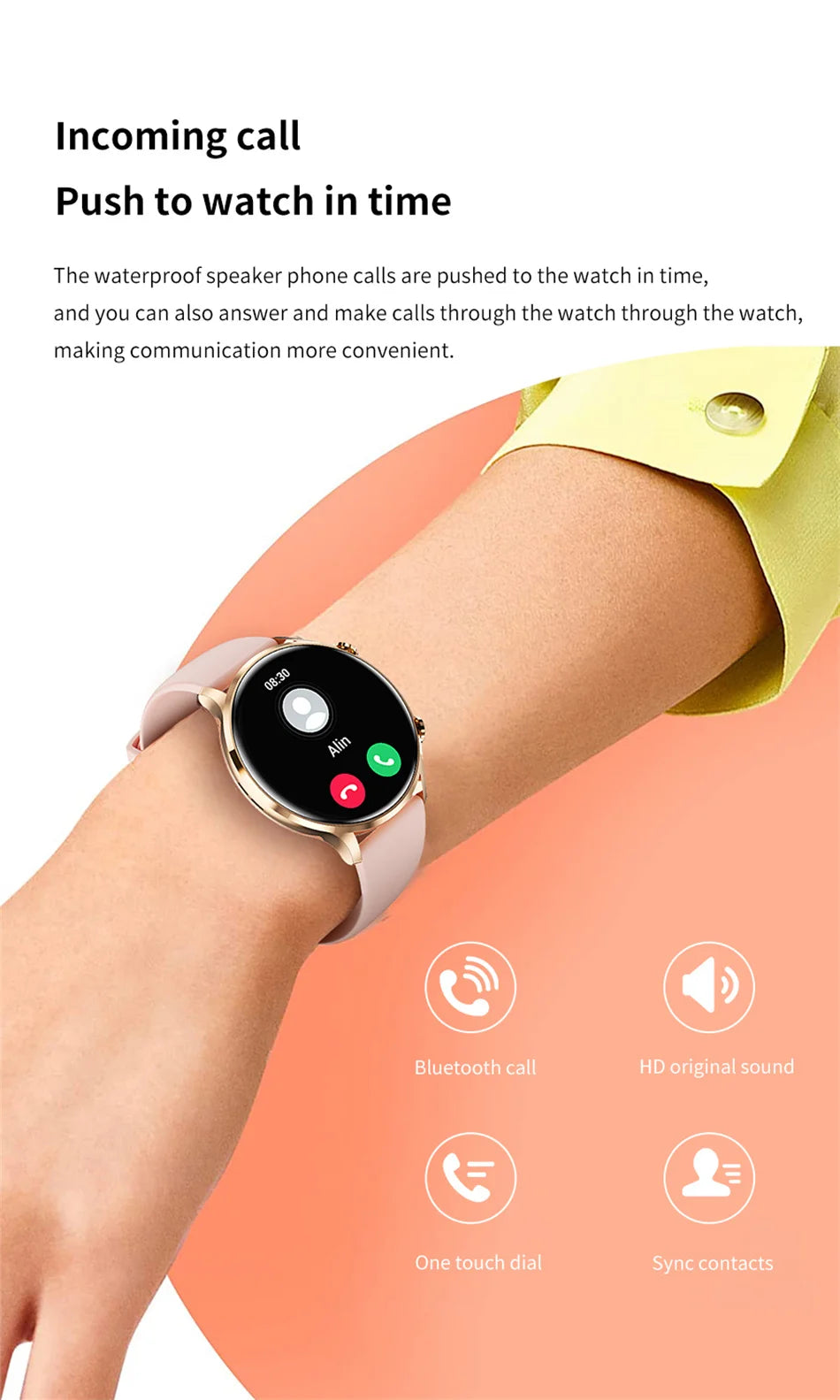 Smartwatch 1.45" AMOLED Scherm Altijd Aan Display