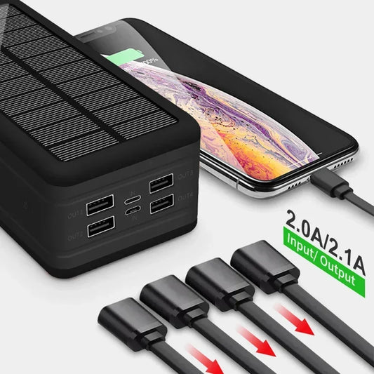 100000mAh Solar Powerbank Voor Efficiënte Draadloze Oplading
