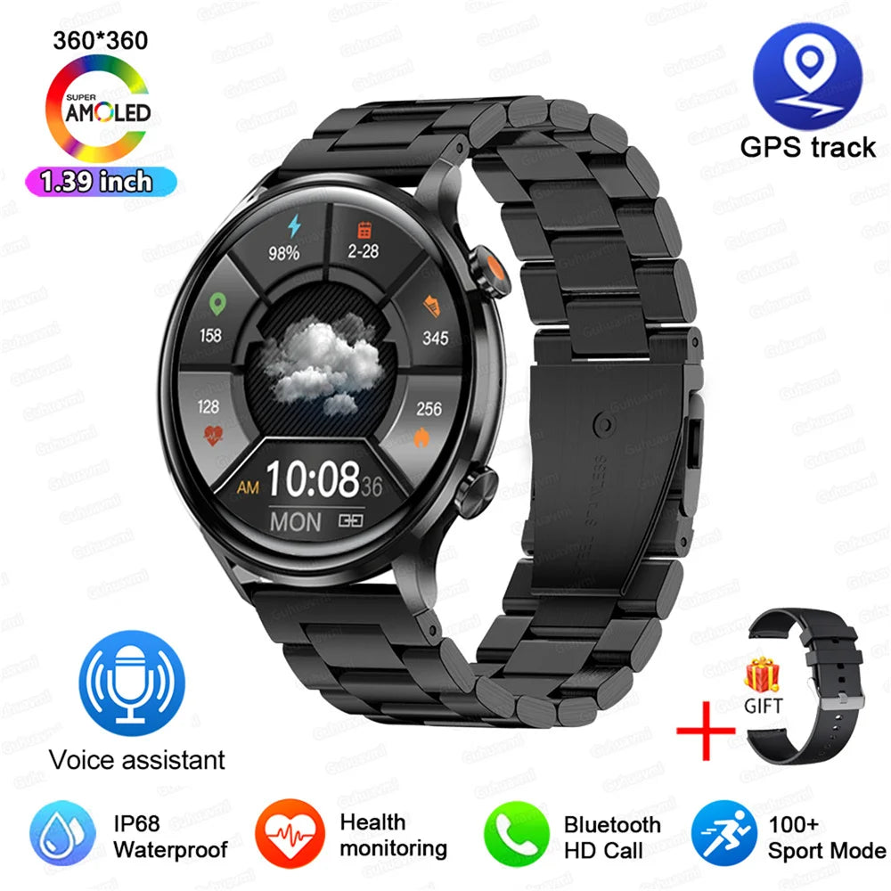 Smartwatch 1.45" AMOLED Scherm Altijd Aan Display