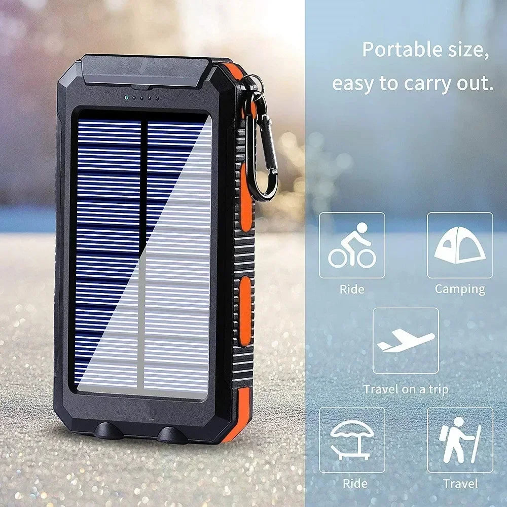 Zonne-energie Powerbank 30000mAh met Sterke LED Licht