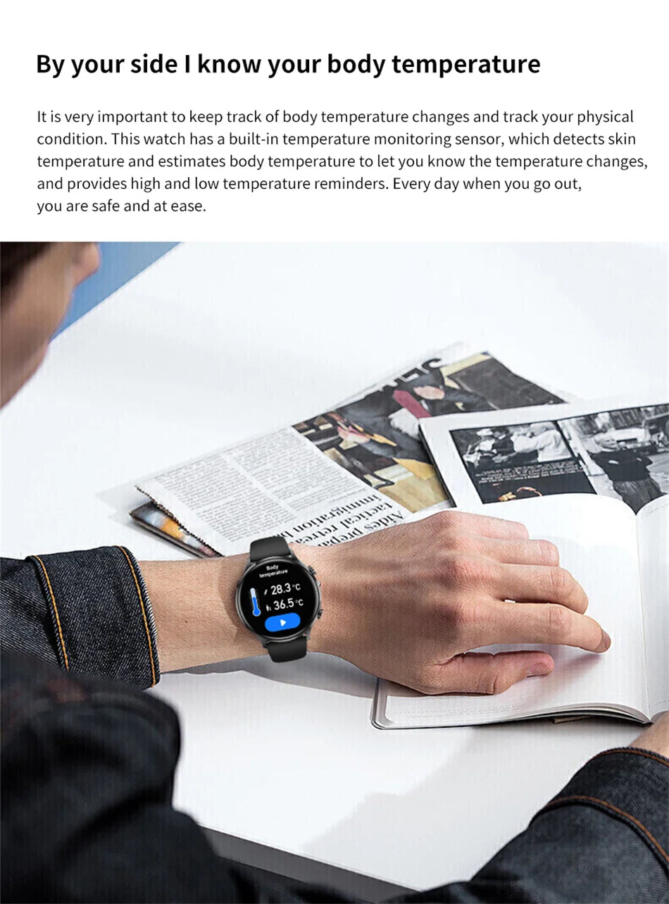 Smartwatch 1.45" AMOLED Scherm Altijd Aan Display