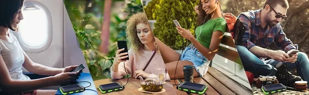 Zonne-energie Powerbank 30000mAh met Sterke LED Licht