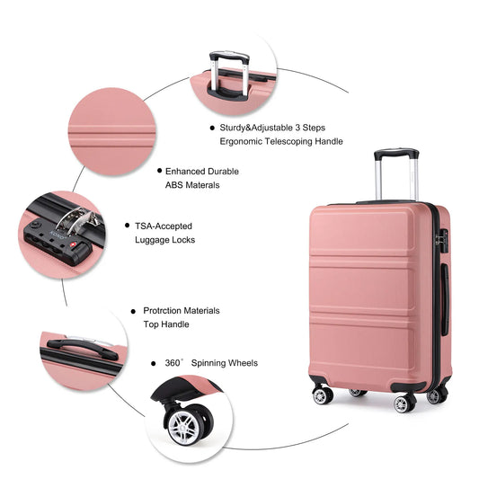Koffer KONO TSA Lock Hardcase Lichtgewicht Met Dubbele Wieltjes