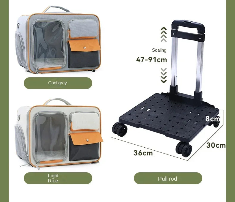 Koffers voor Honden en Katten Trolley Veilig en Gemakkelijk