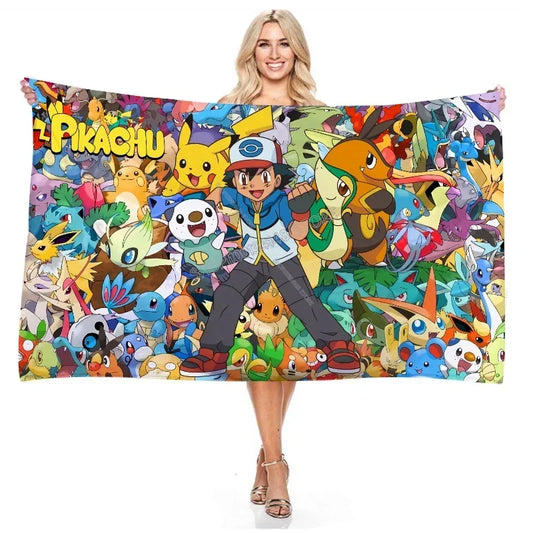 Pokemon Pikachu Microfiber Strandhanddoek Met Charmander Ontwerp