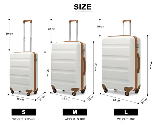 KONO Koffer Lichtgewicht Hardcase Met 4 Dubbele Wielen En TSA Slot