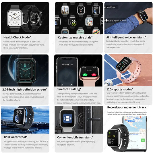 Smartwatch Watch 9 met 2" Display GPS En Waterdicht