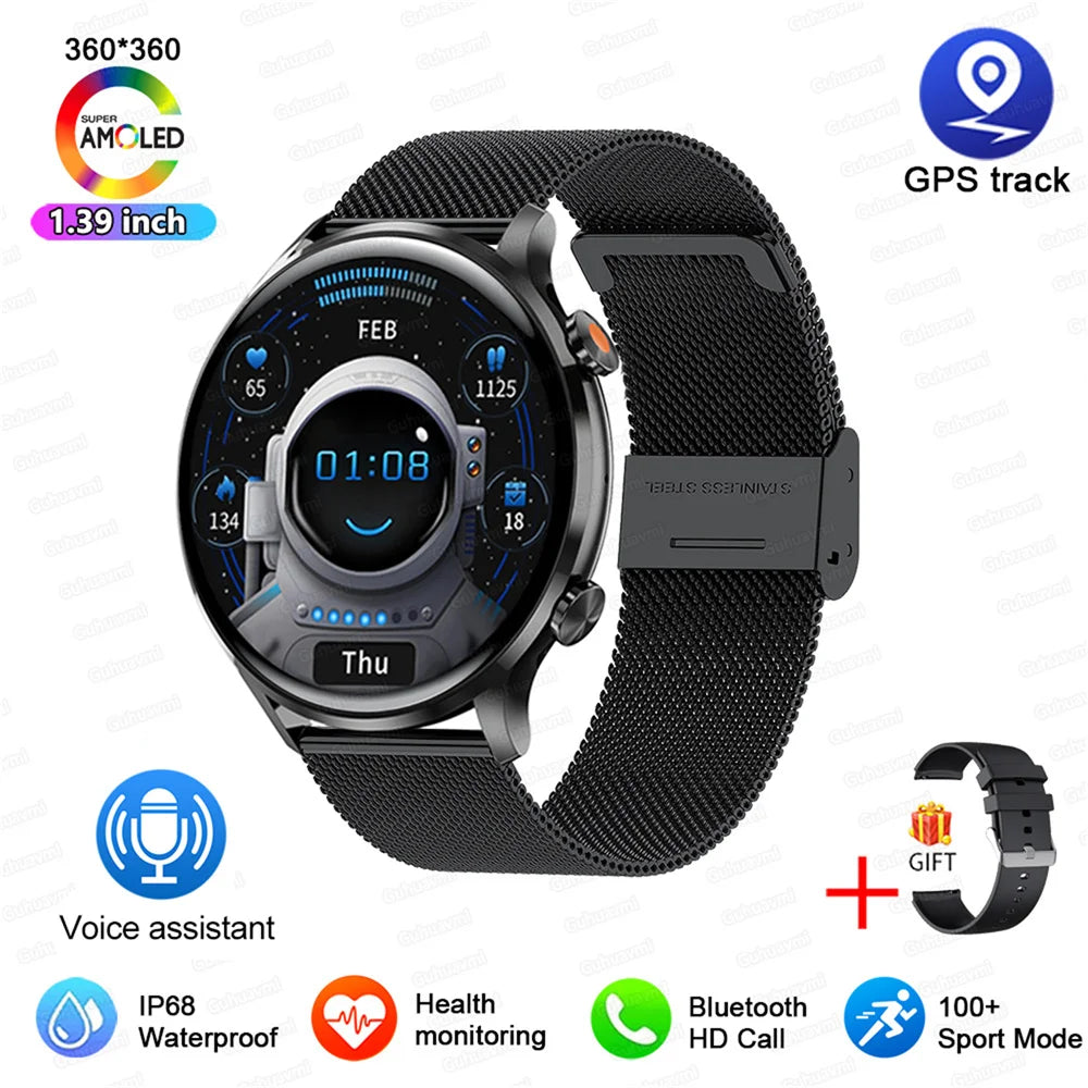 Smartwatch 1.45" AMOLED Scherm Altijd Aan Display