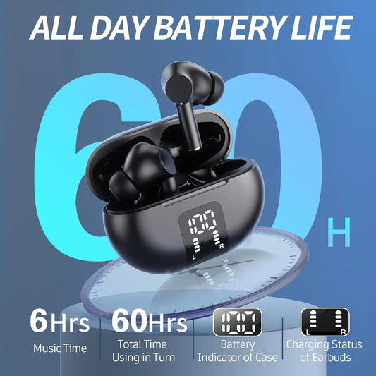 Draadloze Oordopjes Bluetooth 5.3 Met 60U Playback en Microfoon