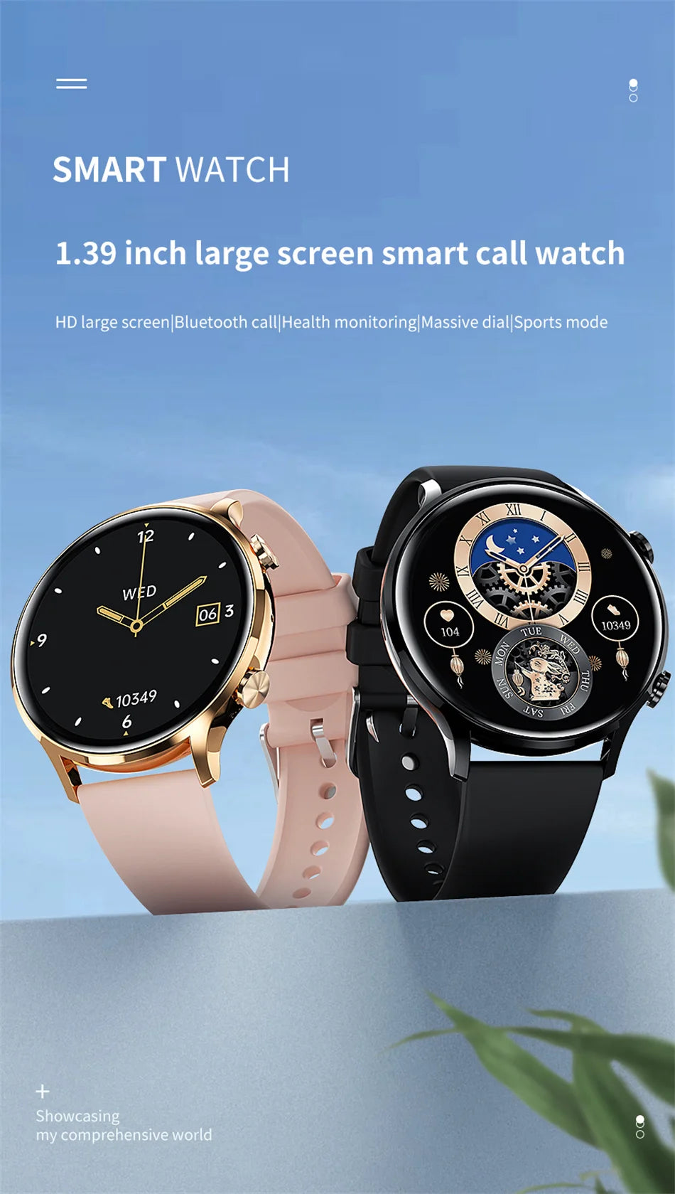 Smartwatch 1.45" AMOLED Scherm Altijd Aan Display