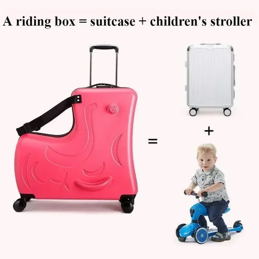 Kinder Scooter Koffer met Verwijderbare Zitting en 360° Wielen