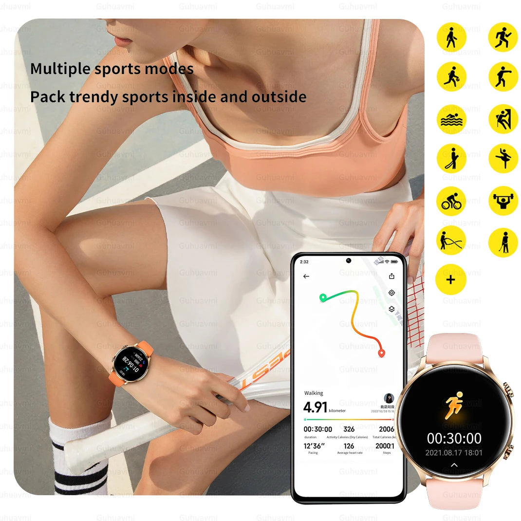 Smartwatch 1.45" AMOLED Scherm Altijd Aan Display