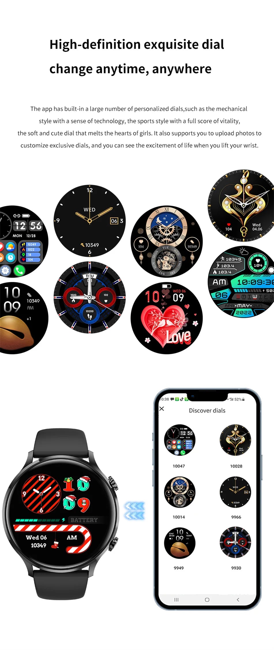 Smartwatch 1.45" AMOLED Scherm Altijd Aan Display