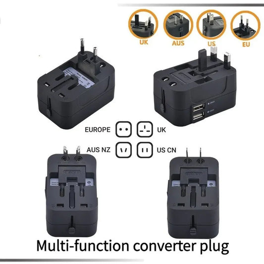 Universele Reisstekker Adapter met 2 USB Poorten voor Wereldwijd Gebruik