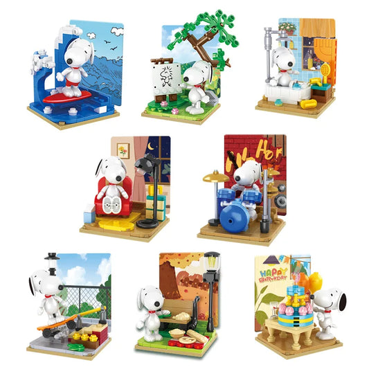 Kawaii Snoopy Peanuts Bouwblokken Figurenset Voor Creatieve Decoratie