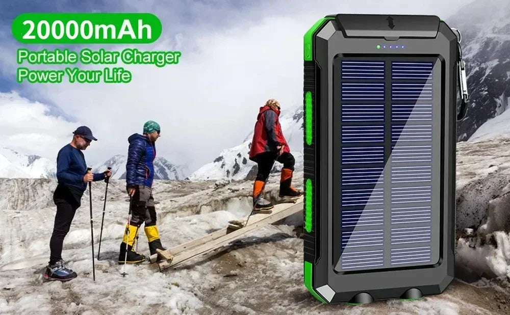 Zonne-energie Powerbank 30000mAh met Sterke LED Licht