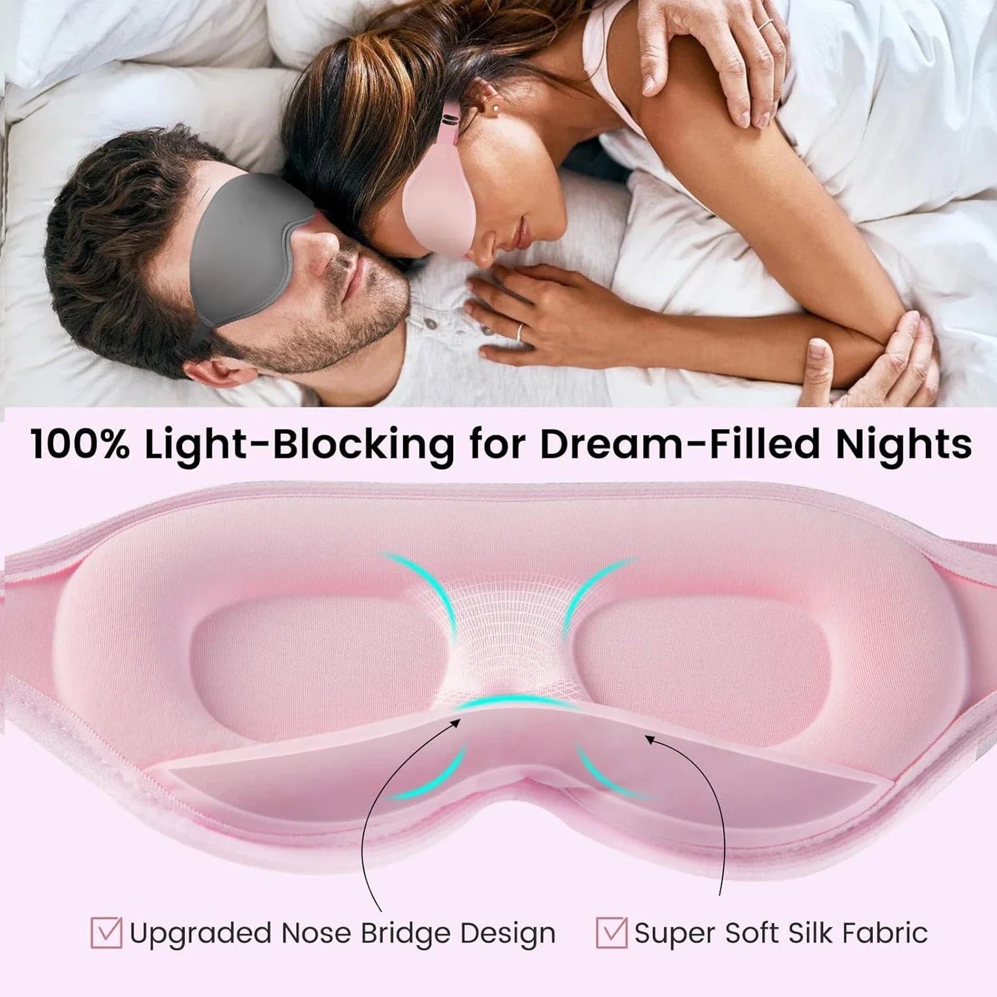 Slaapmasker 3D Contour, 100% Lichtblokkering