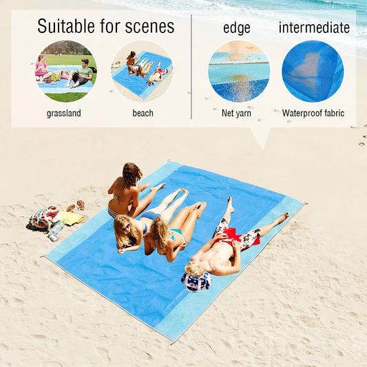 Zandvrije Strandhanddoek Portable Blauw Anti-slip Polyester Towel