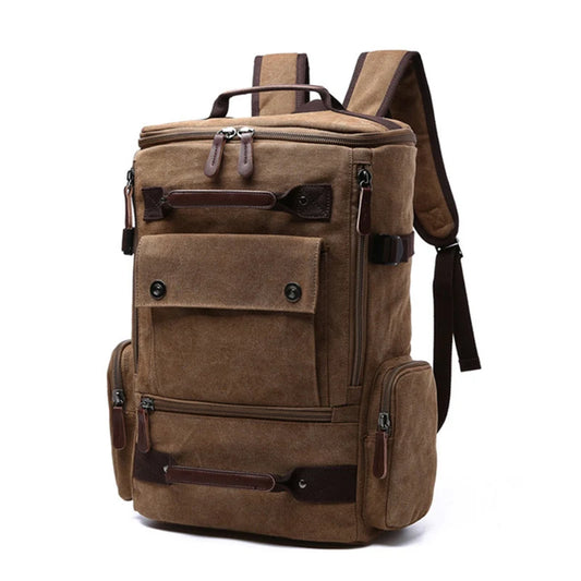Vintage Canvas Rugzak voor Mannen met Grote Capaciteit