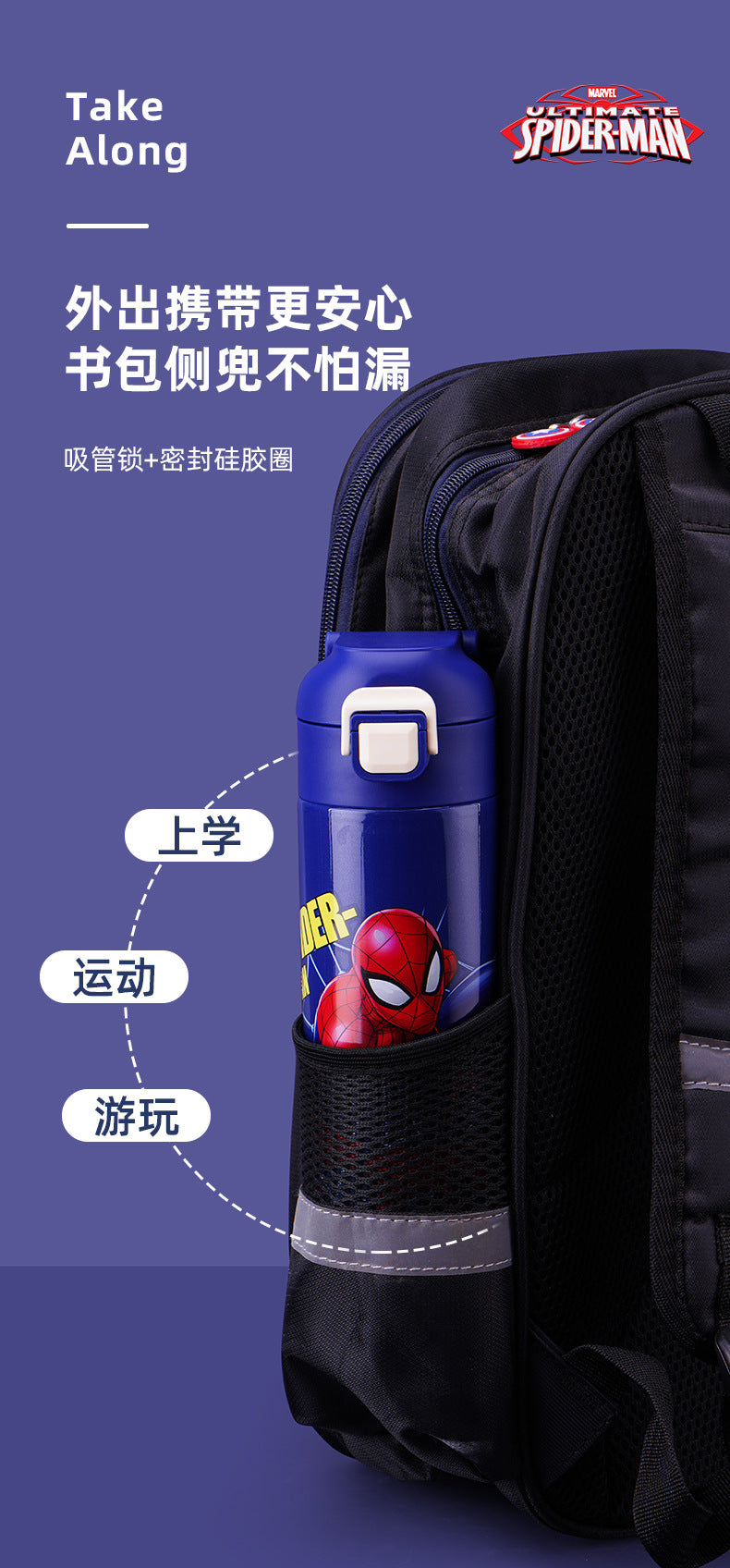 500ml Marvel Spiderman, Stitch Drinkfles