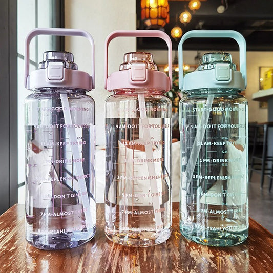 2 Liter Drinkfles Met Rietje Diverse Kleuren