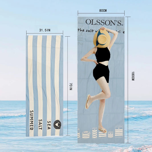Blauwe Grote Microfiber Strandhanddoeken, Sneldrogend en Zandvrij