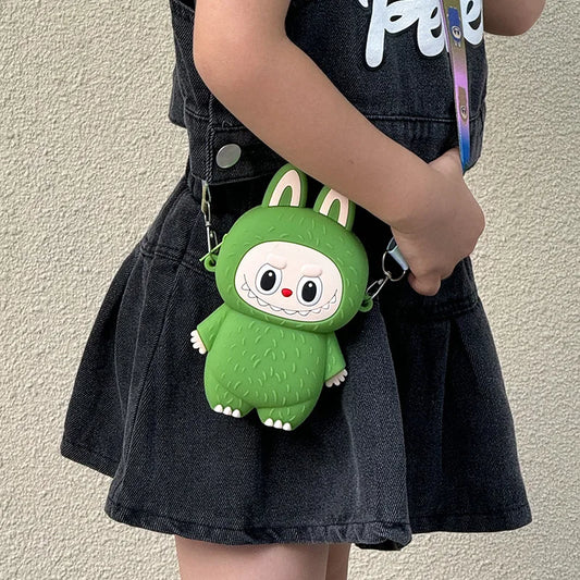 Siliconen Kinder Portemonnee Labubu Cartoon Met Crossbody Band