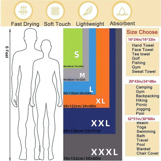 Microfiber Standhanddoek Met Mesh Tas, Sneldrogend Voor Buitenactiviteiten