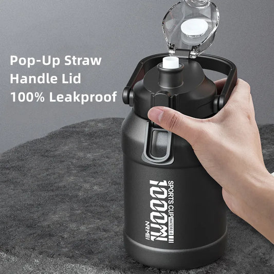 2L Drinkfles Thermos met Afneembare Rietje voor Buiten