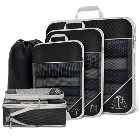 Compressie Packing Cubes Set Van 6 Voor Ruimtebesparing Tijdens Reizen