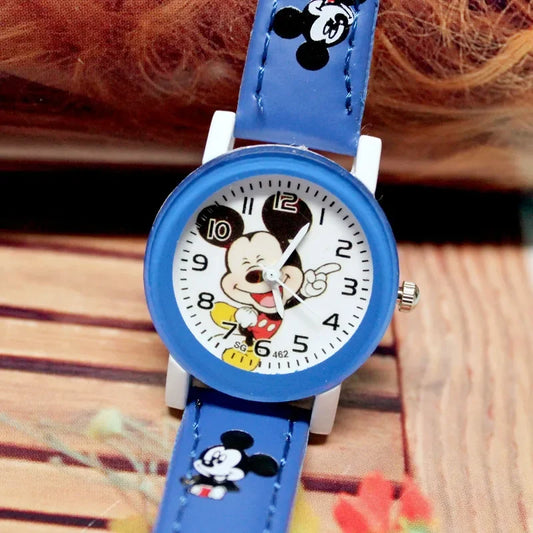 Coole Mickey Cartoon Quartz Horloge Voor Kinderen Met Leerband