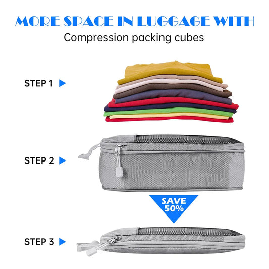 3/6 Stuks Compressie Packing Cubes Voor Reisorganisatie