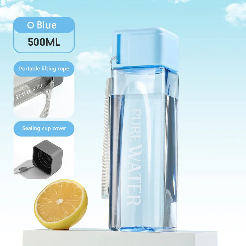 Eenvoudige Drinkfles Vierkant 500ml Lekvrij