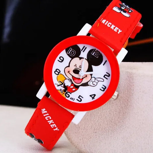 Coole Mickey Cartoon Quartz Horloge Voor Kinderen Met Leerband