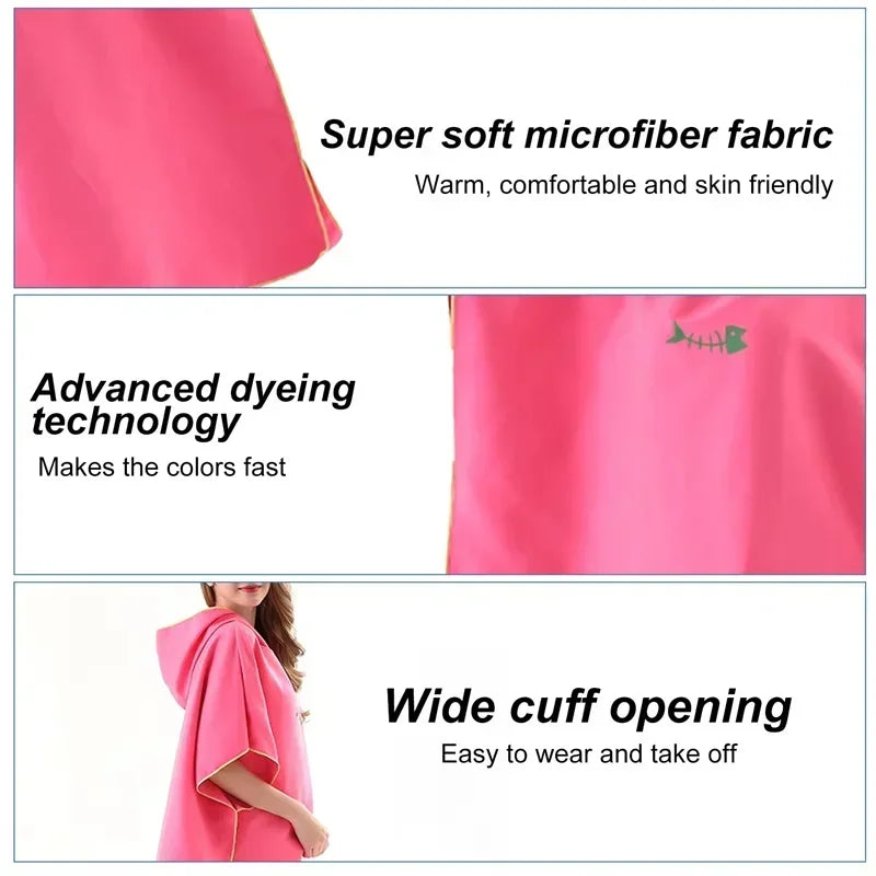 Hooded Poncho Comfortabele Badhanddoek Microfiber voor Snel Drogen
