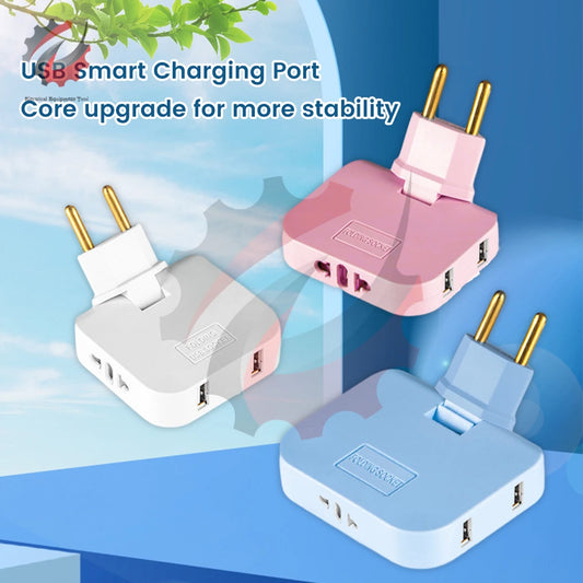 EU Universele Reisstekker 3 In 1 Draaibaar Met Dubbele USB Oplader