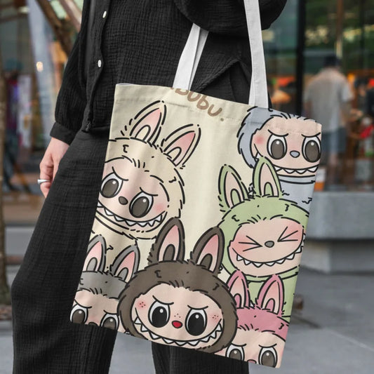 Canvas Tas Met Labubu Cartoon Design