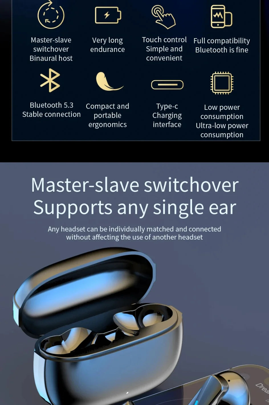 Draadloze Oordopjes met Geluidsonderdrukking en Bluetooth 5.3