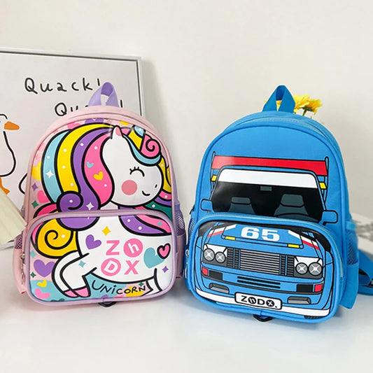 Rugzak Kinderen Cartoon Auto Paard  Voor School en Reis