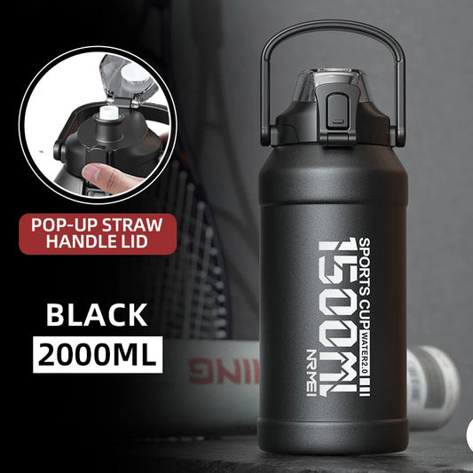 2L Drinkfles Thermos met Afneembare Rietje voor Buiten