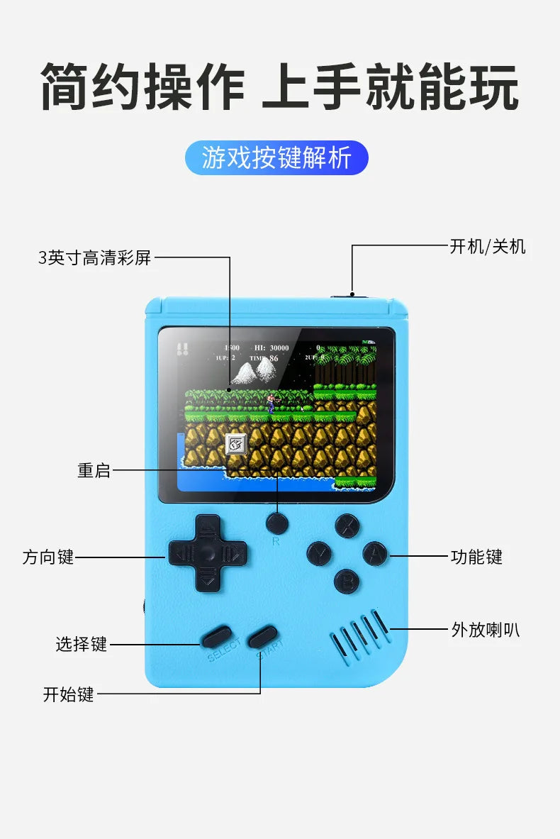 Mini Retro Handheld Game Console - Spelcomputer Met 800 Spellen