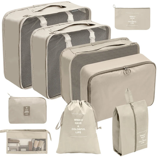 8/9PCS Set Compressie Packing Cubes Voor Reis Waterdichte Organizer Bags