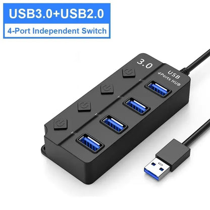HUB USB 3.0 4-en-1 Met Onafhankelijke Voedingsschakelaar