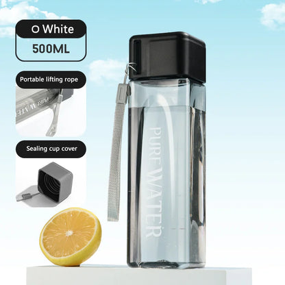 Eenvoudige Drinkfles Vierkant 500ml Lekvrij