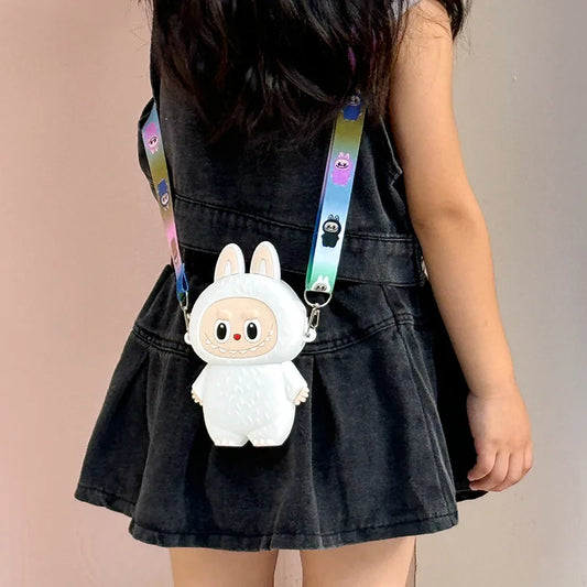 Siliconen Kinder Portemonnee Labubu Cartoon Met Crossbody Band