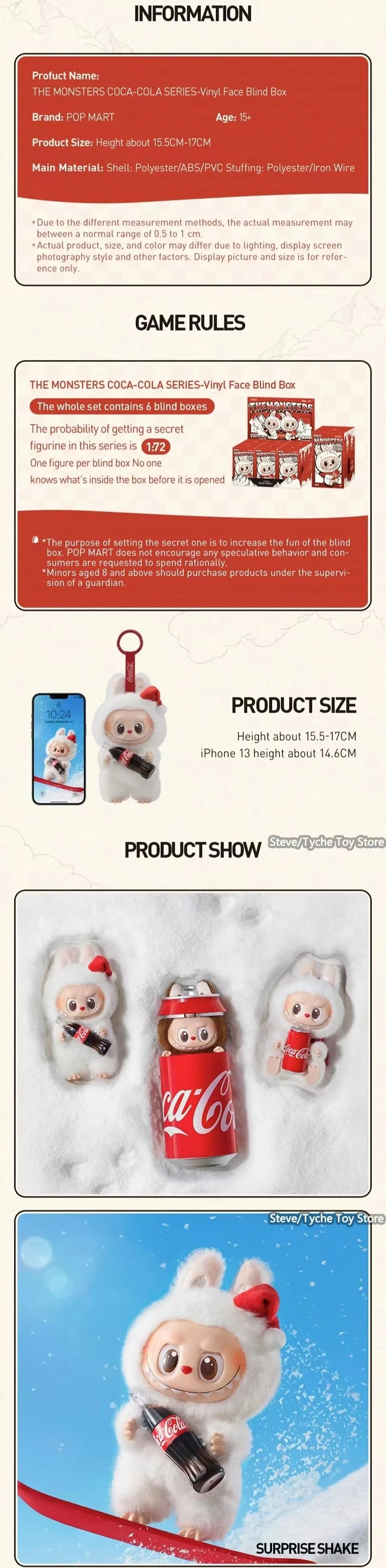 Sleutelhanger Labubu Coca-Cola Gift voor Anime Liefhebbers